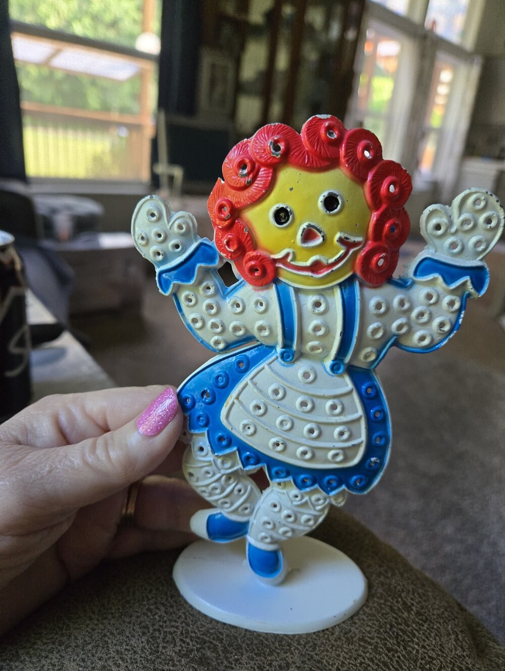 Vintage RAGGEDY ANN 6" Cast Iron Earring Holder Revere MFG. Circa 1970